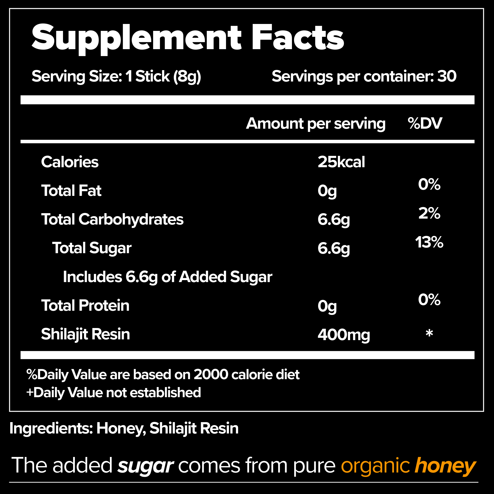 Pure Himalayan Shilajit Honey Sticks | Raw Organic Honey | Immune Support & Energy Boosts | 85+ Trace Minerals & 75% Fulvic Acid | 30 Easy to Consume Pure Shilajit Honey Sticks